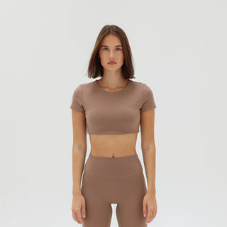Aura Crop Top - Almond Brown - Humbl